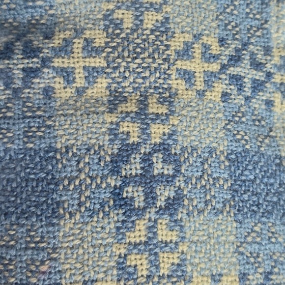 Brahms Mount Other - Vintage Brahms Mount Queen Blue Cream Wool Coverlet Made in Maine USA Galaxy